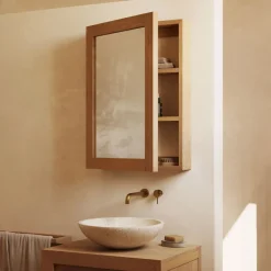 Spiegelkast Kenta Teakhout, 50 x 70 cm, kleur Naturel