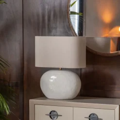 Tablelamp Hailey Linnen en keramiek, 50cm