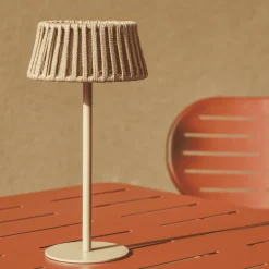 Tafellamp Aldet Op zonne-energie, Plat Geweven touw