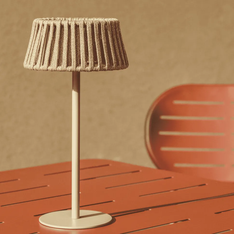 Tafellamp Aldet Op zonne-energie, Plat Geweven touw