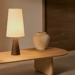 Tafellamp Amire Mangohout en stof, 50cm