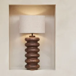 Tafellamp Bangli Mangohout, 50cm (excl. kap)