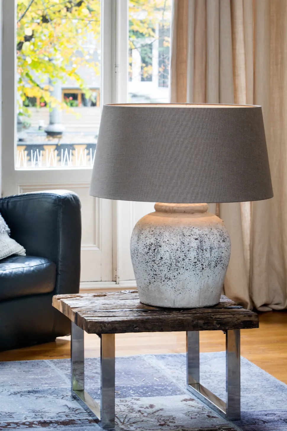 Tafellamp Etna Keramiek, 50cm, kleur Antiek Grijs (excl. kap)