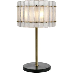 Tafellamp Feline Glas en Antique Brass, 80cm