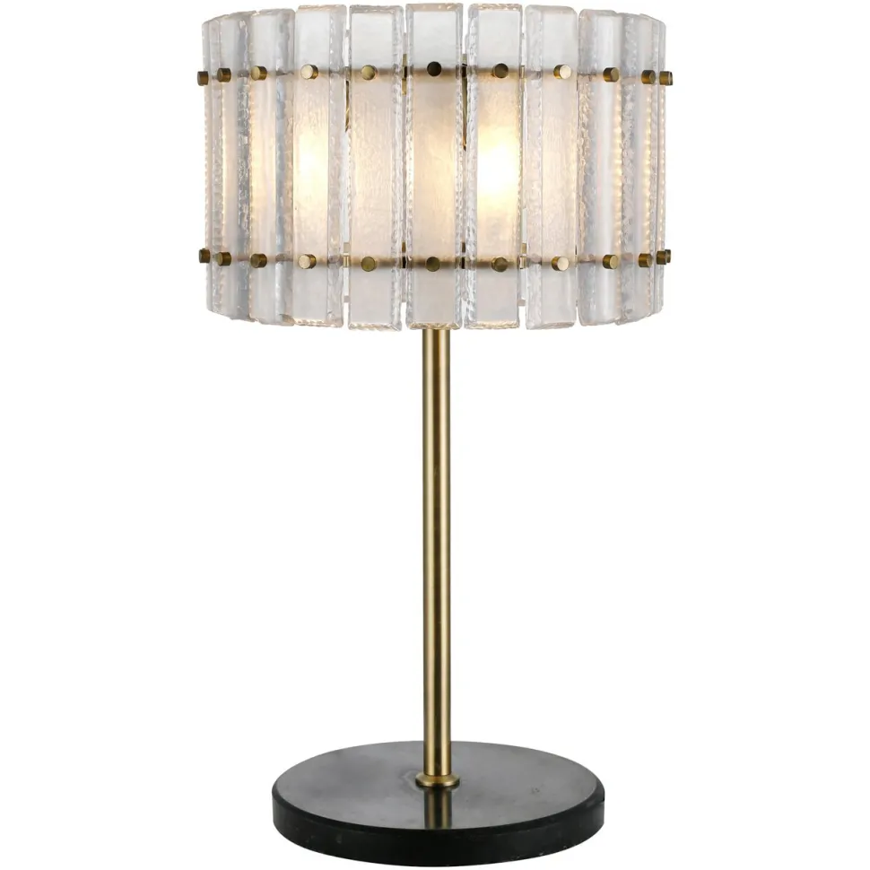 Tafellamp Feline Glas en Antique Brass, 80cm