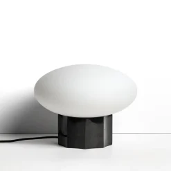 Tafellamp Idela Glas en marmer, Ø26cm