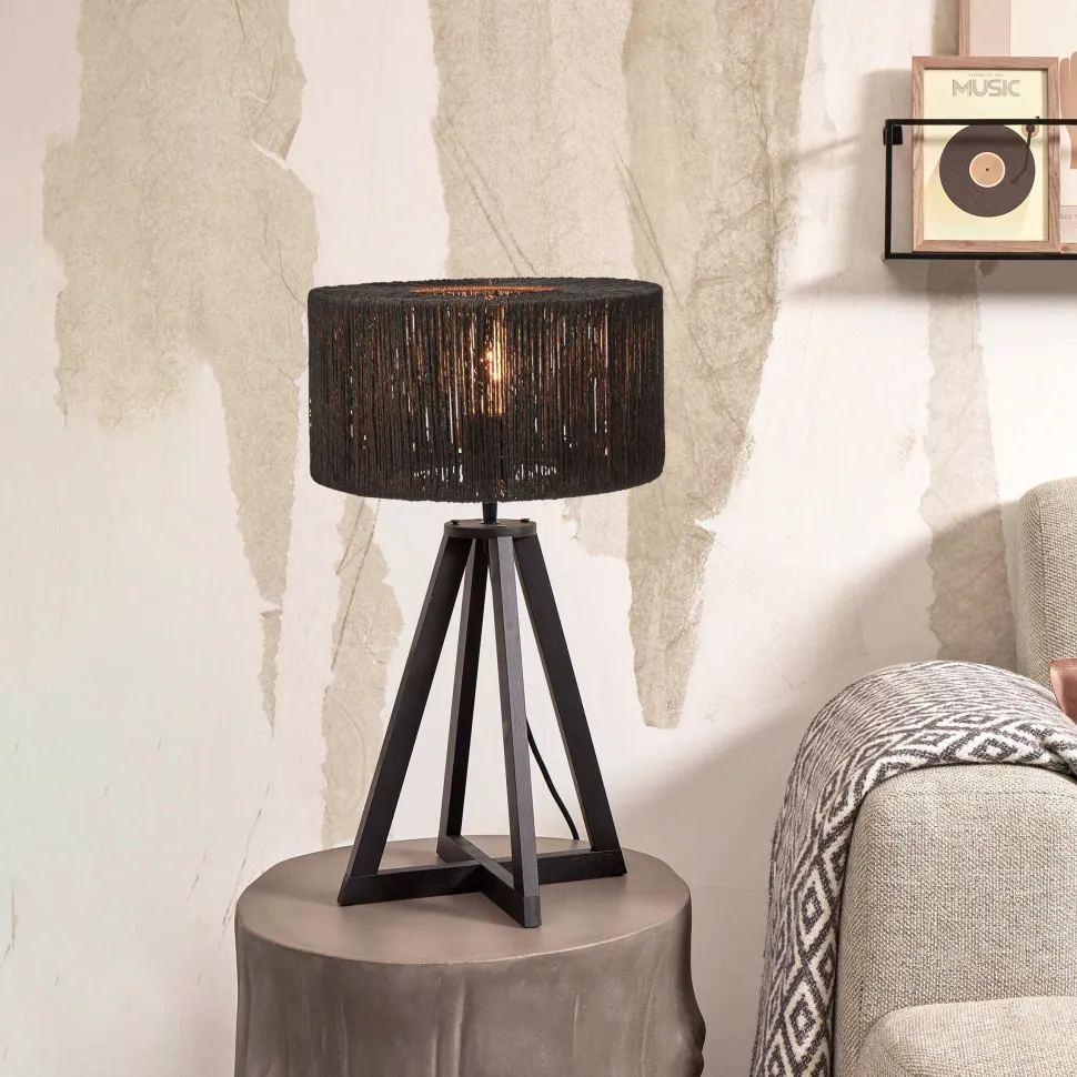 Tafellamp Iguazu 4-poot, Bamboe en jute