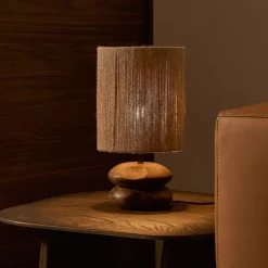 Tafellamp Kor Acaciahout en jute, 43cm hoog