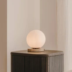 Tafellamp Malachi Travertin en glas