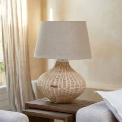 Tafellamp Novi Gevlochten cane, 48cm (excl. kap)