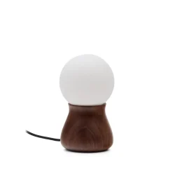 Tafellamp Okeni Notenhout en glas, 26cm