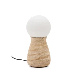 Tafellamp Okeni Travertin en glas, 32cm
