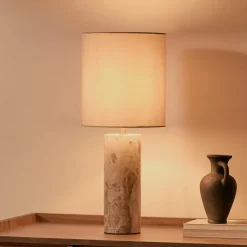 Tafellamp Raze Marmer en linnen, incl. kap