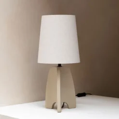 Tafellamp Saba Beton en linnen, kleur Beige