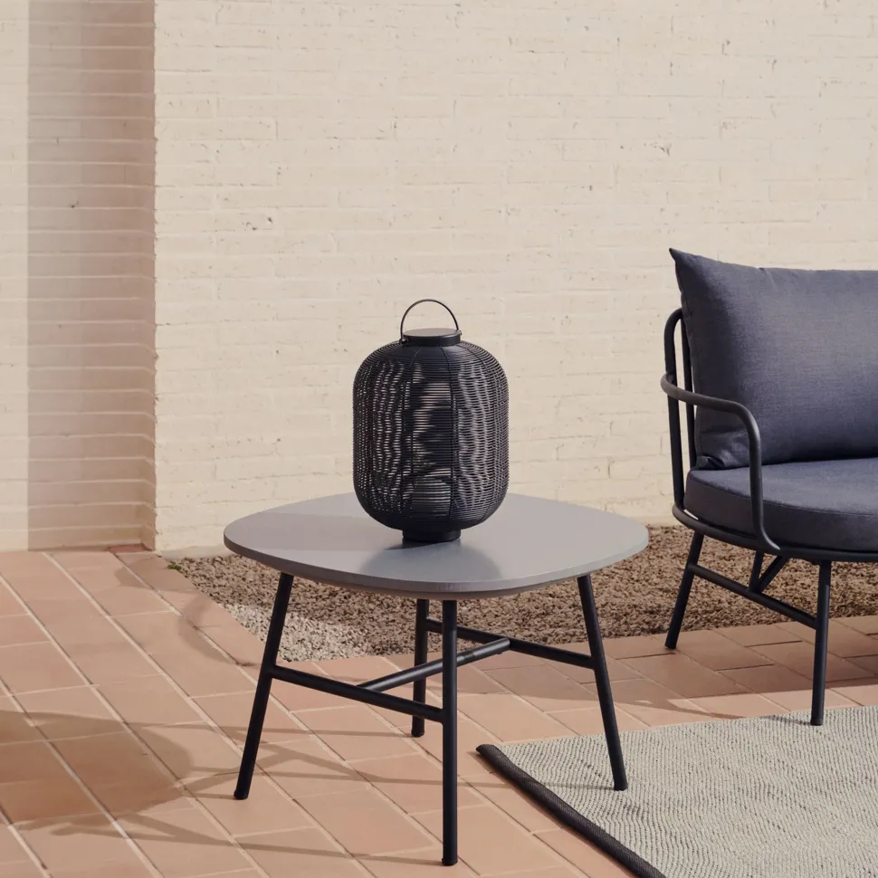 Tafellamp Saranella Rotan, 37 cm hoog, kleur Zwart