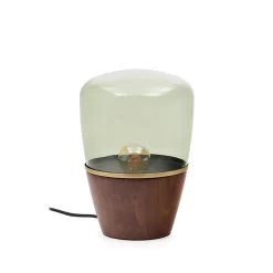 Tafellamp Silex Notenhout en glas, 30cm