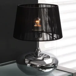 Tafellamp Takako 1 Lamps, chroom met zwarte kap