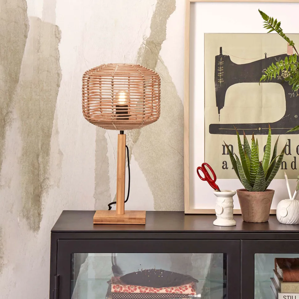 Tafellamp Tanami Bamboe en rotan, 40cm