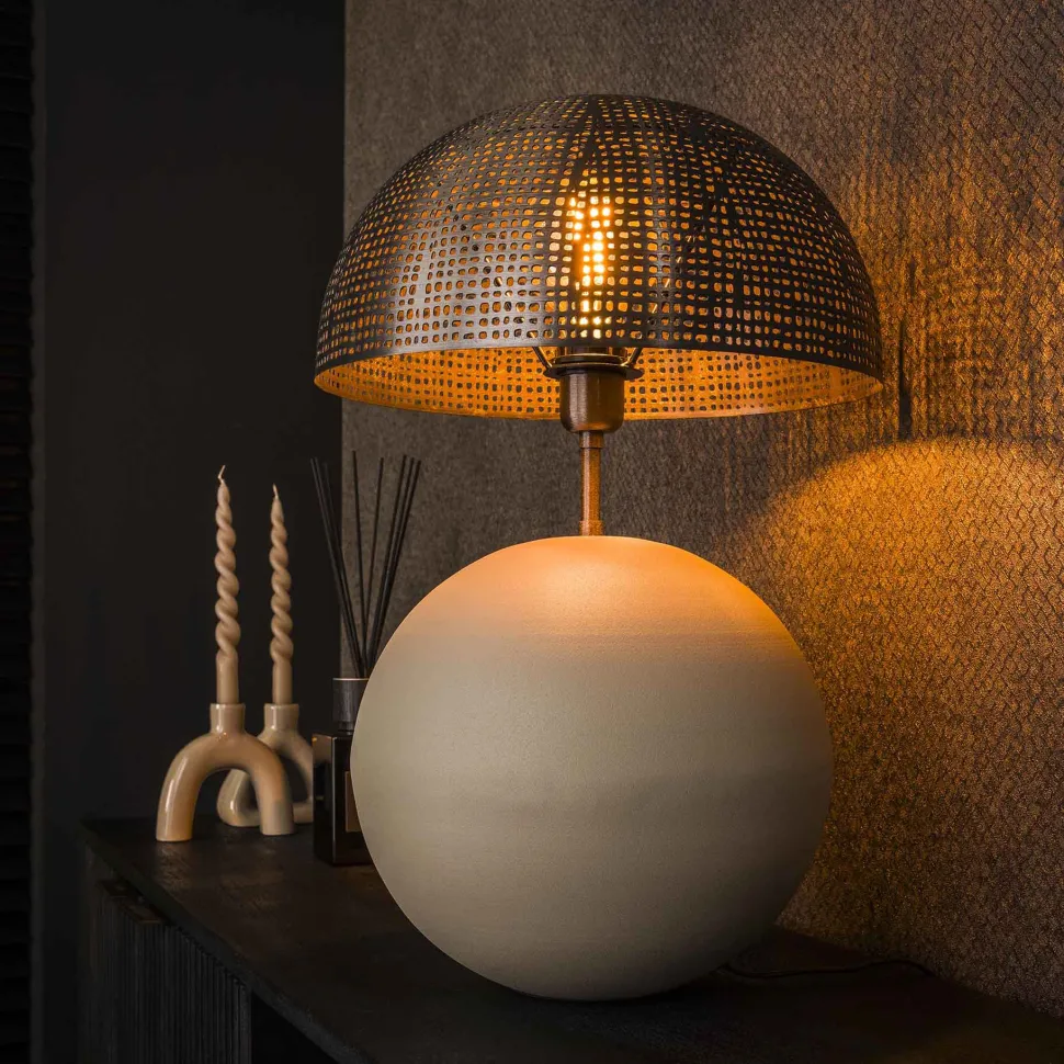 Tafellamp Teegan kleur Naturel Grey