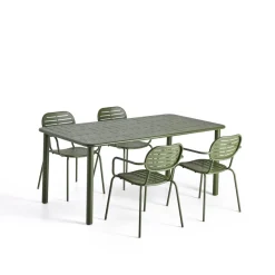 Tuinset Brai Met tuintafel en 4 stoelen, 180 x 90cm, kleur Donkergroen