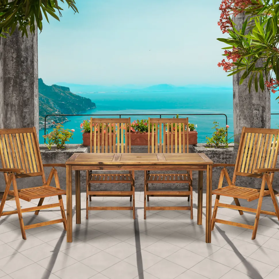 Tuinset Larissa 4 stoelen + 1 tafel, Acaciahout