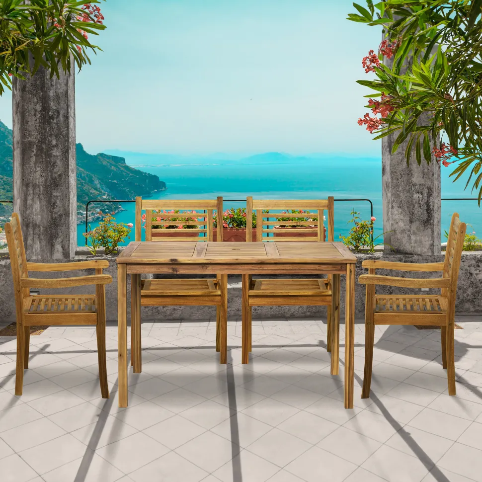 Tuinset Larissa 4 stoelen + 1 tafel, Acaciahout