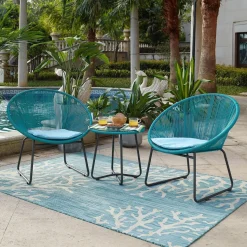 Tuinset Pablo 2 stoelen + tafel, kleur Turquoise