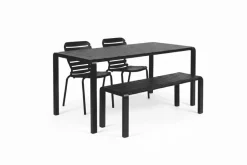 Tuinset Vondel Met tuintafel, 2 stoelen en bankje, 168 x 87cm, kleur Zwart