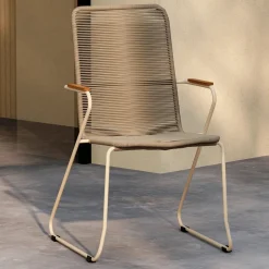 Tuinstoel Catheryne Polyester touw en acaciahout, kleur Beige