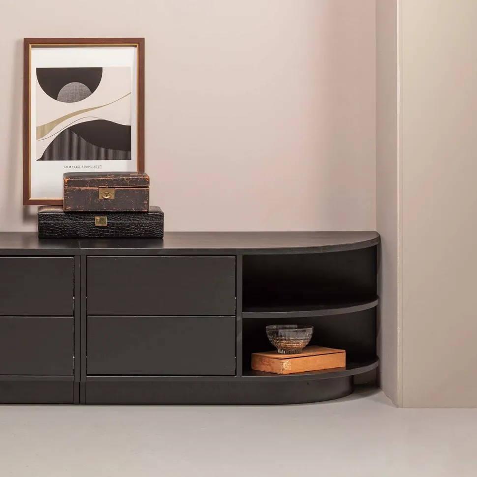 TV-meubel Finca Rechts, Mat zwart, 78cm