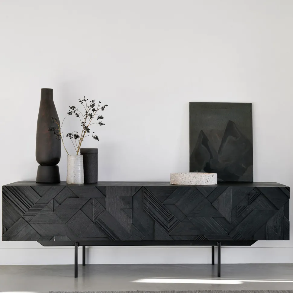 TV-meubel Graphic Gevernist Teakhout