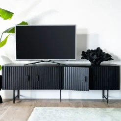 TV-meubel Remi Mangohout en metaal, kleur Zwart