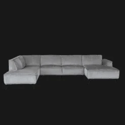 U-bank Leeds 350cm, Chenille, kleur Lichtgrijs