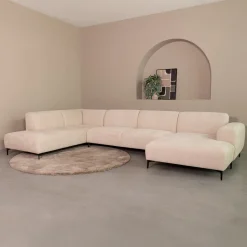 U-bank Merido Links, 368cm, Raven stof, kleur Naturel