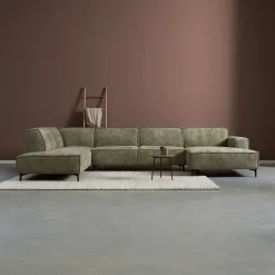 U-Bank River 368cm, Chenille, kleur Groen