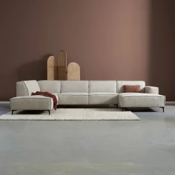 U-Bank River 368cm, Chenille, kleur Naturel