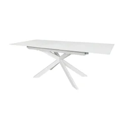 Uitschuifbare Eettafel Atminda Glas, 160-210 x 90cm, kleur Wit