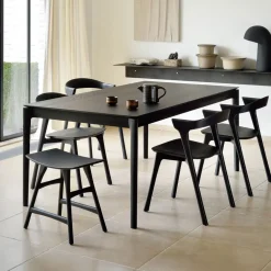 Uitschuifbare Eettafel Bok Gevernist Eikenhout, kleur Zwart