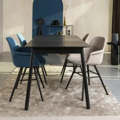 Uitschuifbare Eettafel Glimps Essenhout, 120-162 x 80cm, kleur Zwart