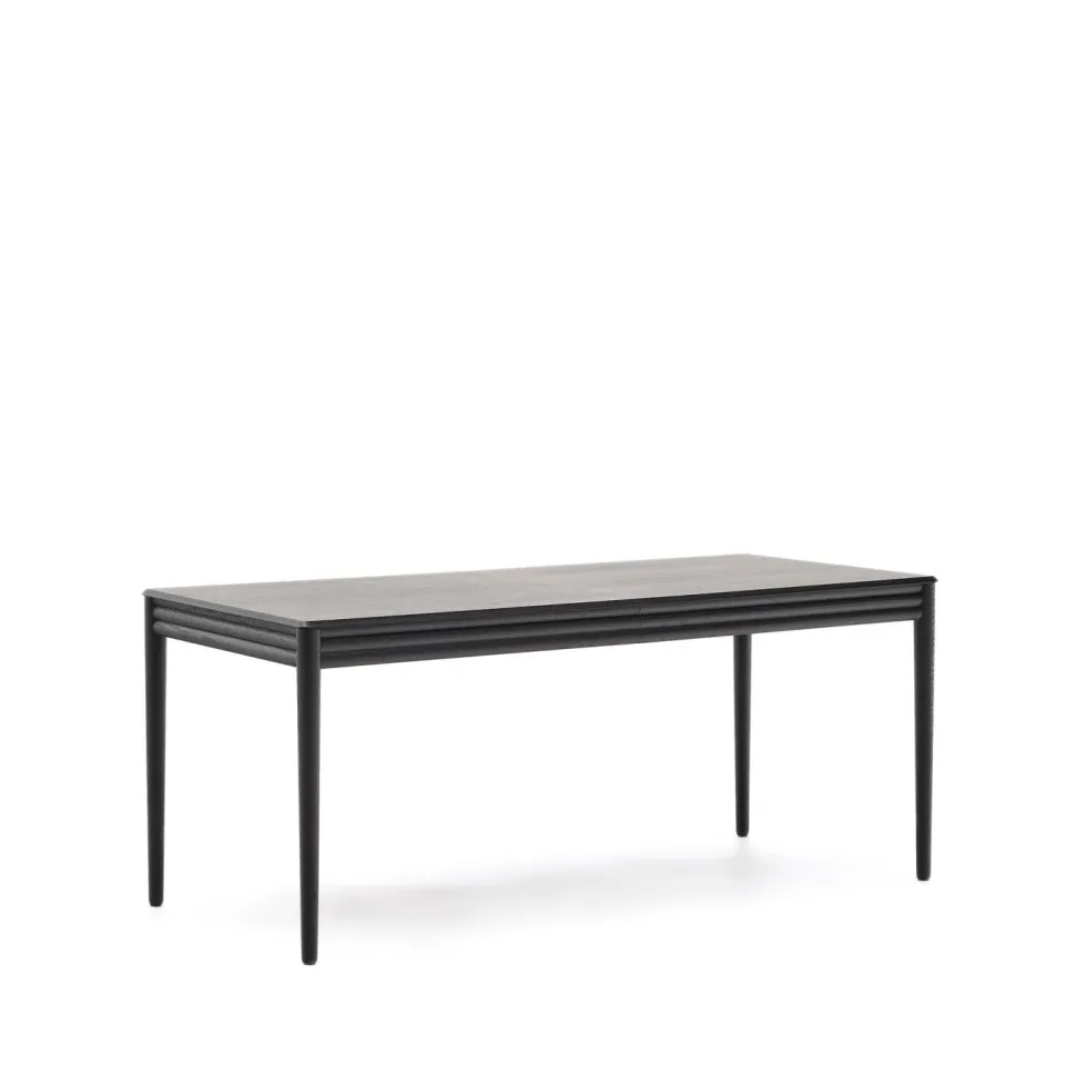 Uitschuifbare Eettafel Lenon Eikenhout, 160-200 x 90cm, kleur Zwart