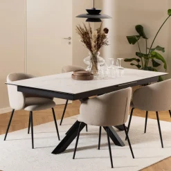 Uitschuifbare Eettafel Line Keramiek, kleur Wit