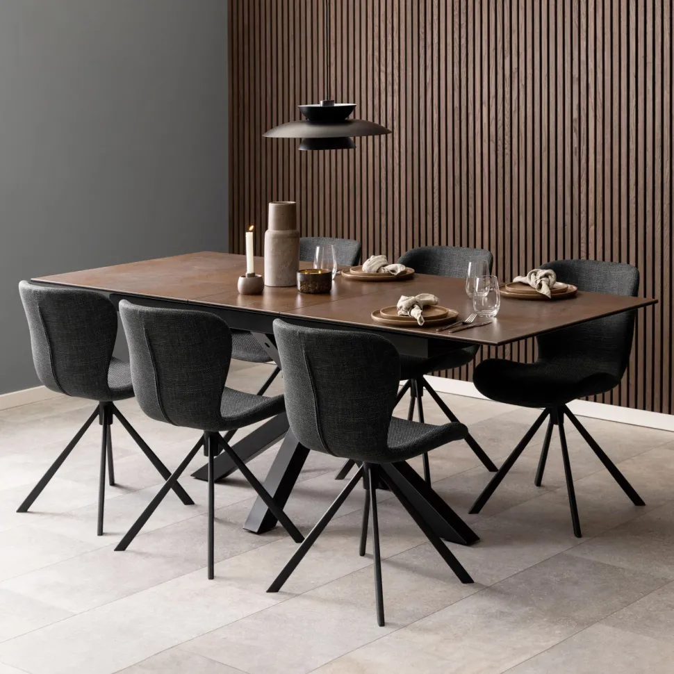 Uitschuifbare Eettafel Line Keramiek, kleur Bruin