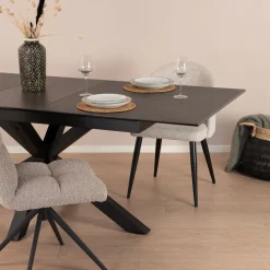 Uitschuifbare Eettafel Parker Keramiek, kleur zwart