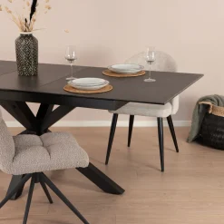 Uitschuifbare Eettafel Parker Keramiek, kleur zwart