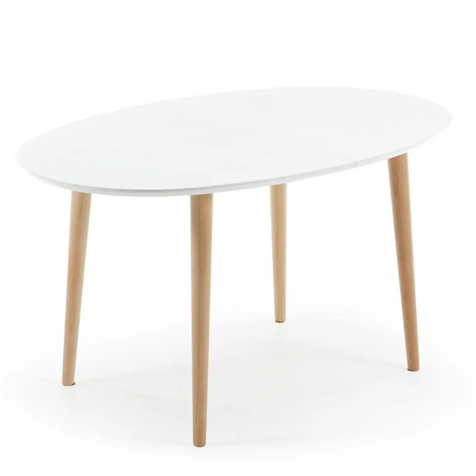 Uitschuifbare Ovale Eettafel Oqui kleur wit