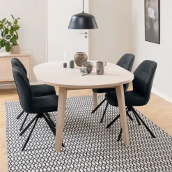 Uitschuifbare Ronde Eettafel Mads Eiken whitewash, 120-220 x 120cm