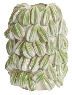 Vaas Carambola Keramiek, kleur Crème//Groen