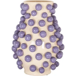 Vaas Dotty 44cm, kleur Crème/Paars