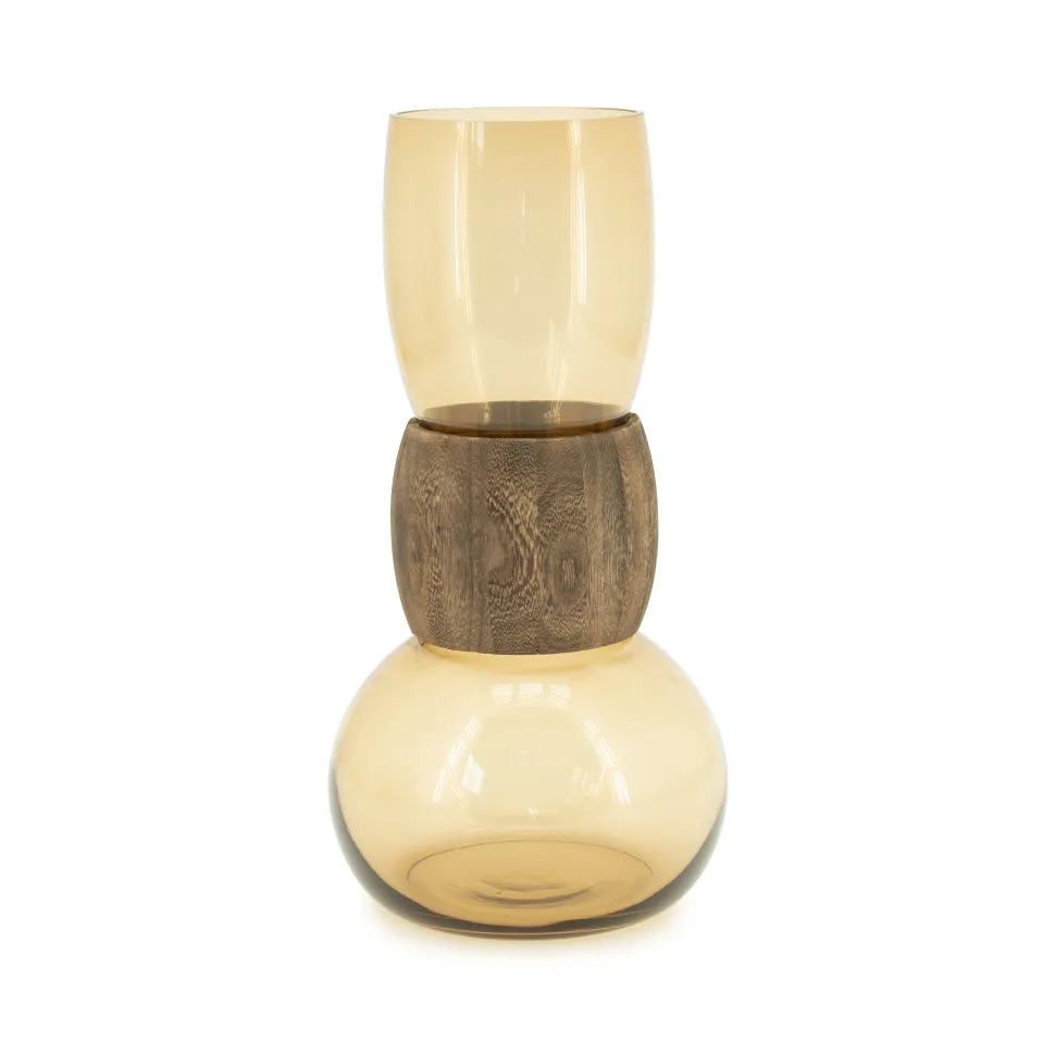 Vaas Verra Glas en hout, 40cm