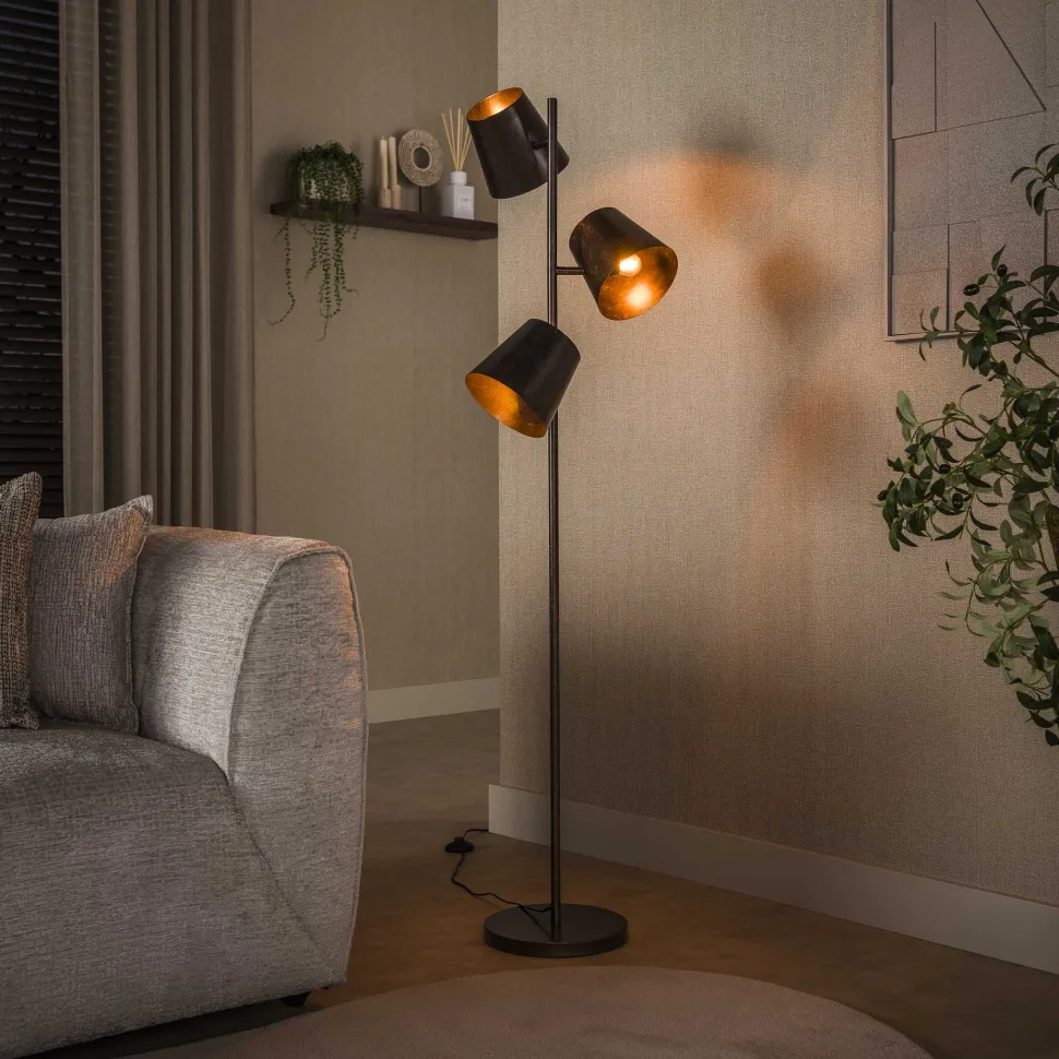 Verstelbare Vloerlamp Jo 3-lamps, kleur Urban Bruin